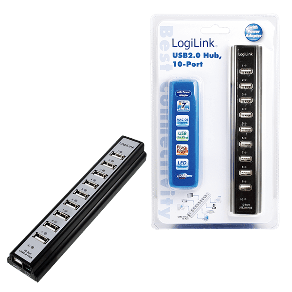 Hub LOGILINK 10 Portas USB 2.0  - UA0096
